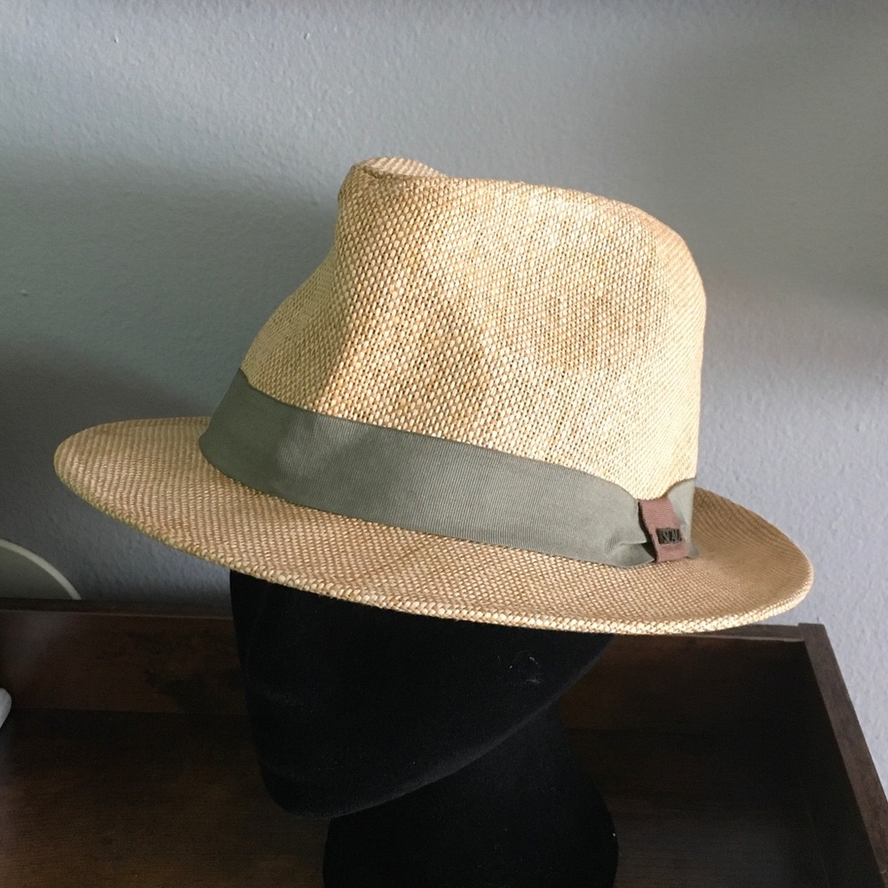 Straw Trilby Hat with Olive Band L(22-23”)